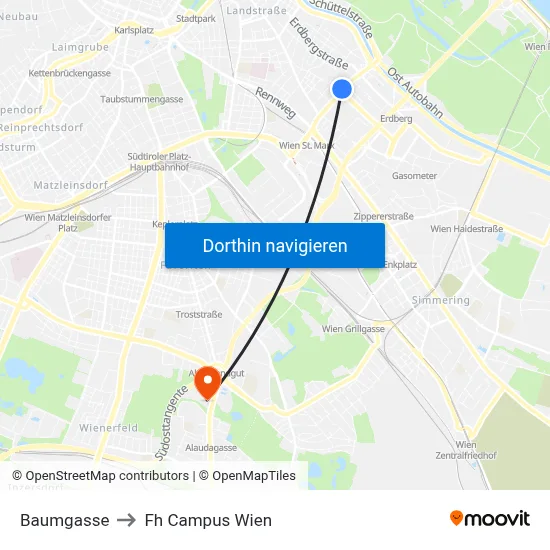 Baumgasse to Fh Campus Wien map