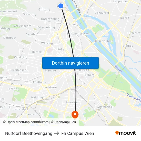 Nußdorf Beethovengang to Fh Campus Wien map