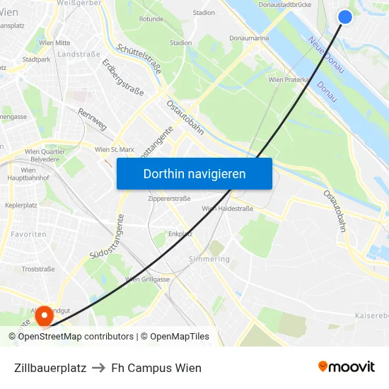 Zillbauerplatz to Fh Campus Wien map