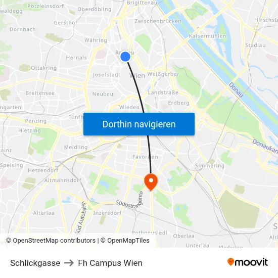 Schlickgasse to Fh Campus Wien map