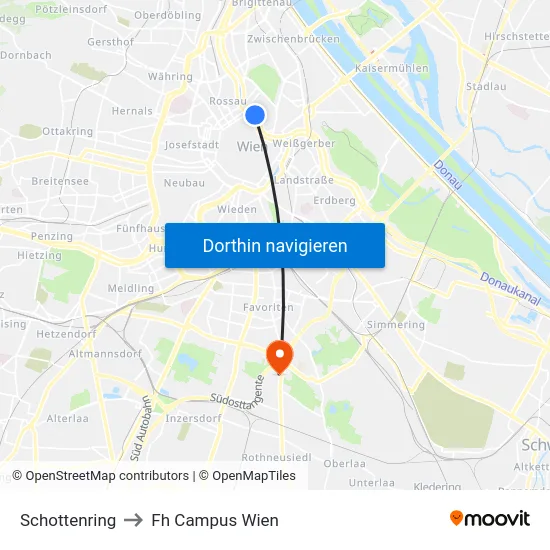 Schottenring to Fh Campus Wien map