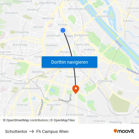 Schottentor to Fh Campus Wien map