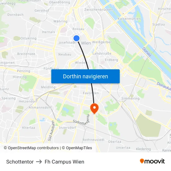 Schottentor to Fh Campus Wien map