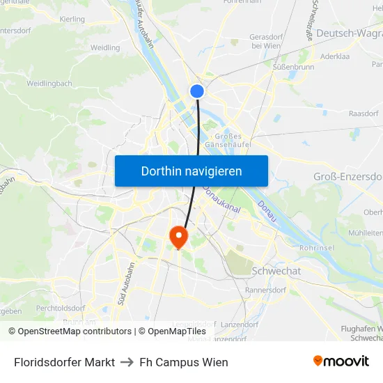 Floridsdorfer Markt to Fh Campus Wien map