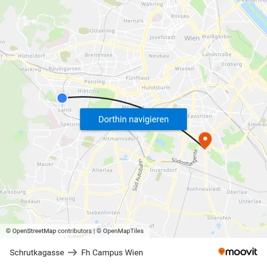 Schrutkagasse to Fh Campus Wien map