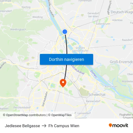 Jedlesee Bellgasse to Fh Campus Wien map