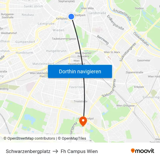 Schwarzenbergplatz to Fh Campus Wien map