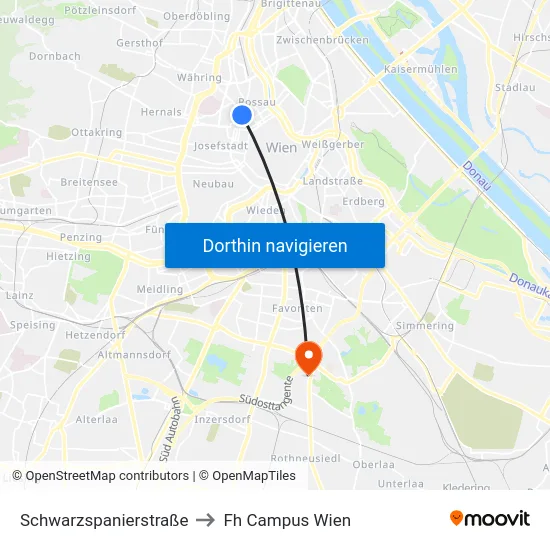 Schwarzspanierstraße to Fh Campus Wien map