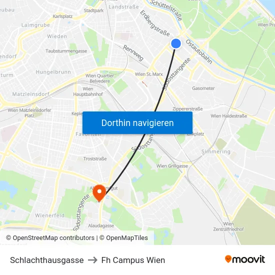 Schlachthausgasse to Fh Campus Wien map