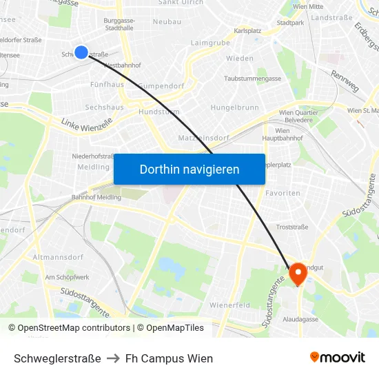 Schweglerstraße to Fh Campus Wien map