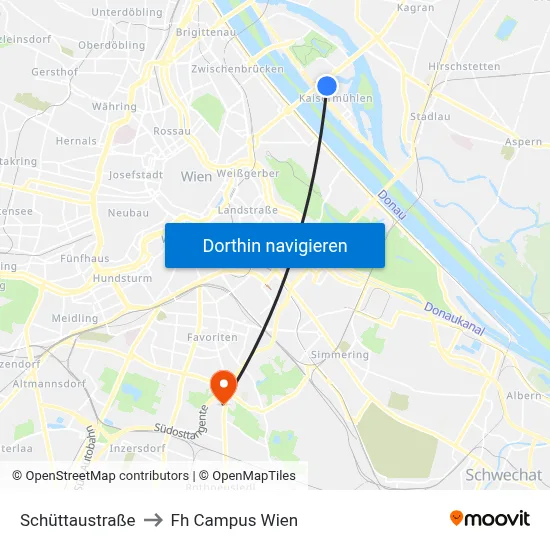 Schüttaustraße to Fh Campus Wien map