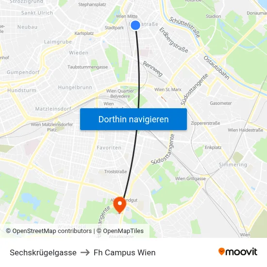 Sechskrügelgasse to Fh Campus Wien map