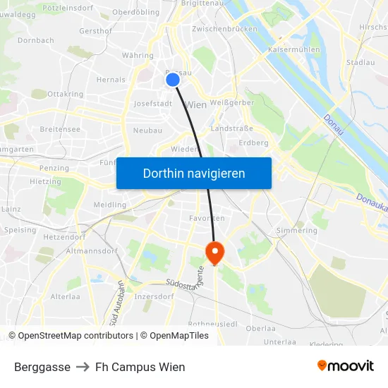 Berggasse to Fh Campus Wien map
