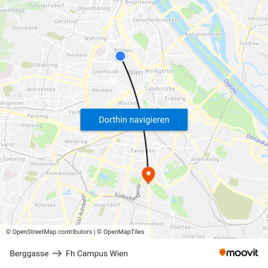 Berggasse to Fh Campus Wien map