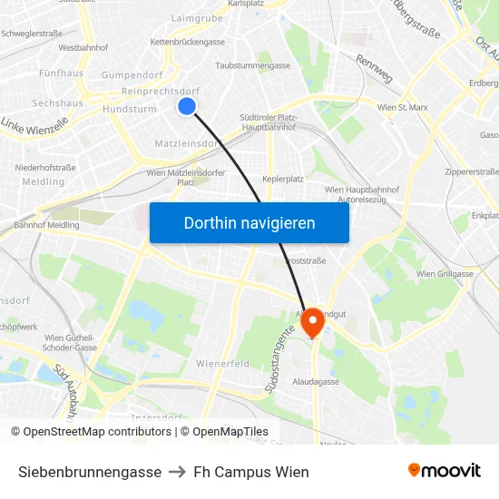 Siebenbrunnengasse to Fh Campus Wien map
