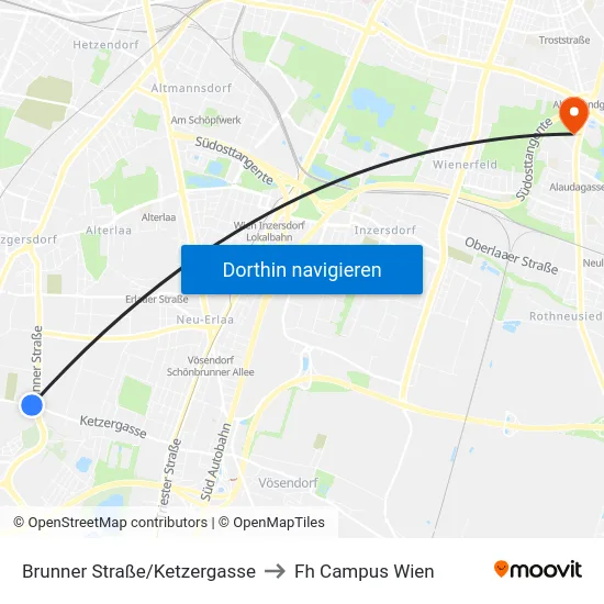 Brunner Straße/Ketzergasse to Fh Campus Wien map