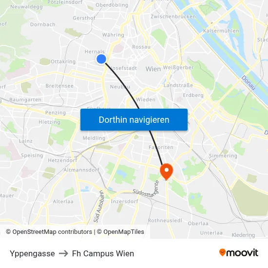 Yppengasse to Fh Campus Wien map