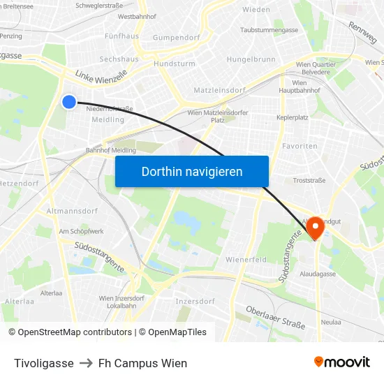Tivoligasse to Fh Campus Wien map