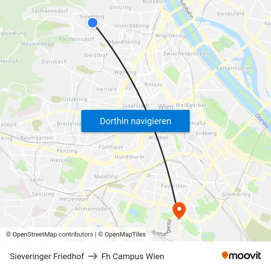 Sieveringer Friedhof to Fh Campus Wien map