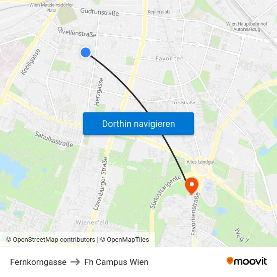 Fernkorngasse to Fh Campus Wien map