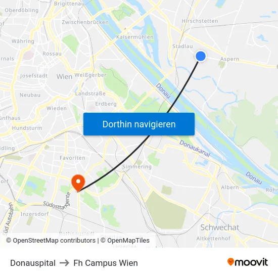 Donauspital to Fh Campus Wien map