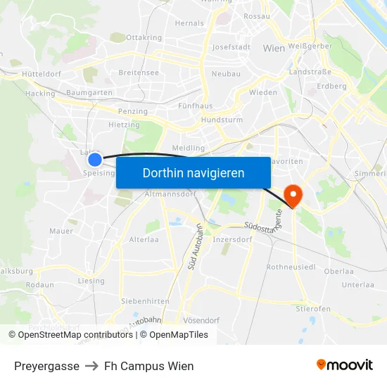 Preyergasse to Fh Campus Wien map
