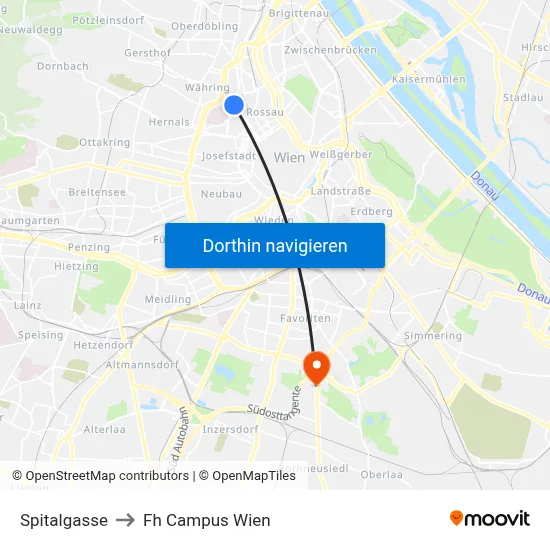 Spitalgasse to Fh Campus Wien map