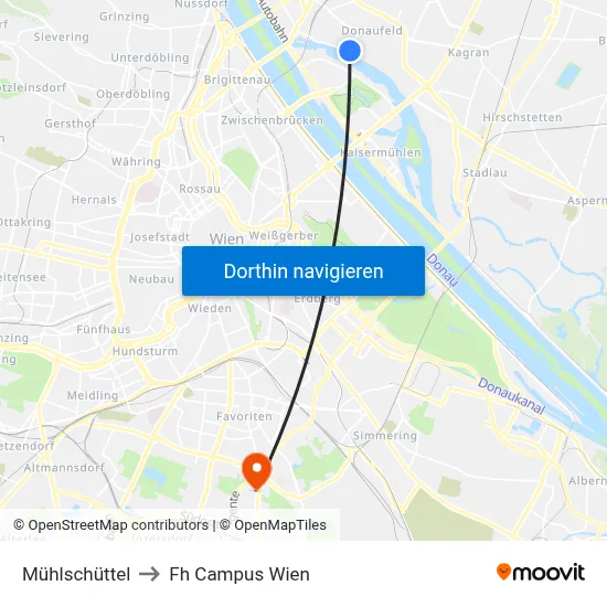 Mühlschüttel to Fh Campus Wien map