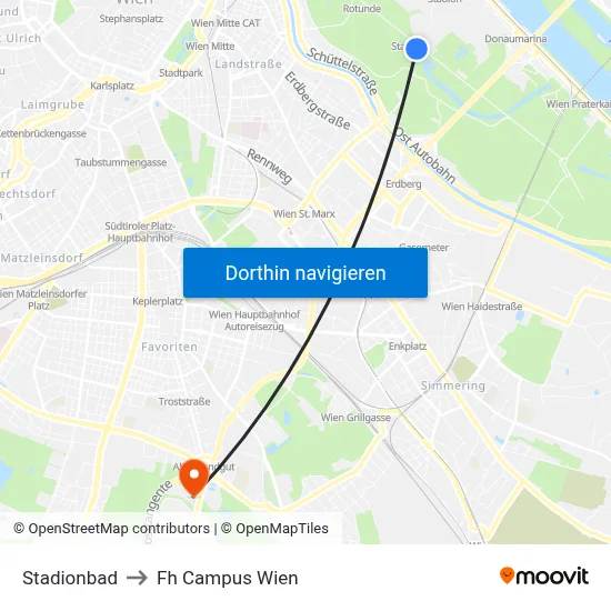 Stadionbad to Fh Campus Wien map