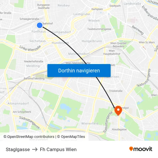 Staglgasse to Fh Campus Wien map