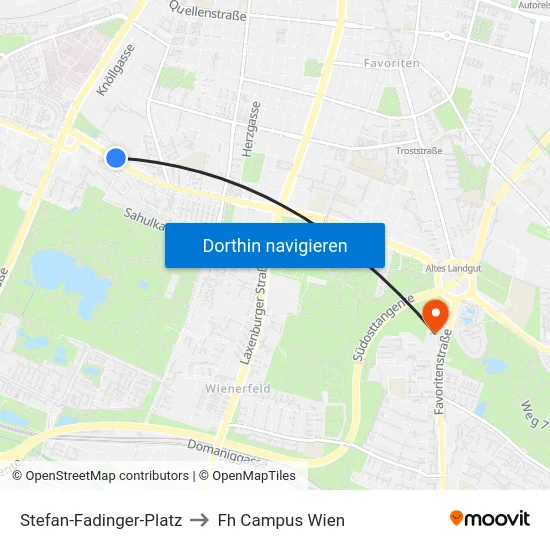 Stefan-Fadinger-Platz to Fh Campus Wien map