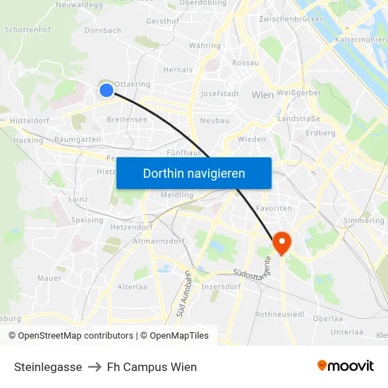 Steinlegasse to Fh Campus Wien map