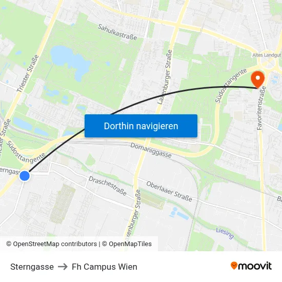 Sterngasse to Fh Campus Wien map