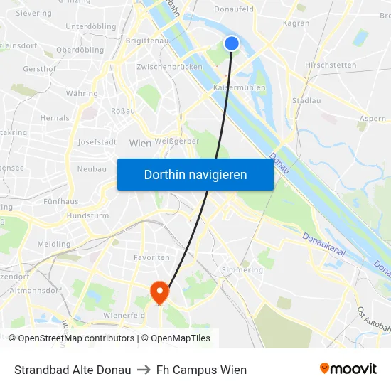 Strandbad Alte Donau to Fh Campus Wien map