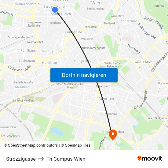 Strozzigasse to Fh Campus Wien map