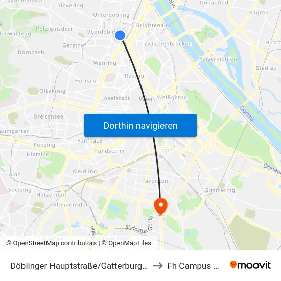 Döblinger Hauptstraße/Gatterburggasse to Fh Campus Wien map