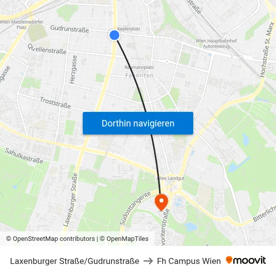 Laxenburger Straße/Gudrunstraße to Fh Campus Wien map