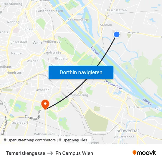 Tamariskengasse to Fh Campus Wien map
