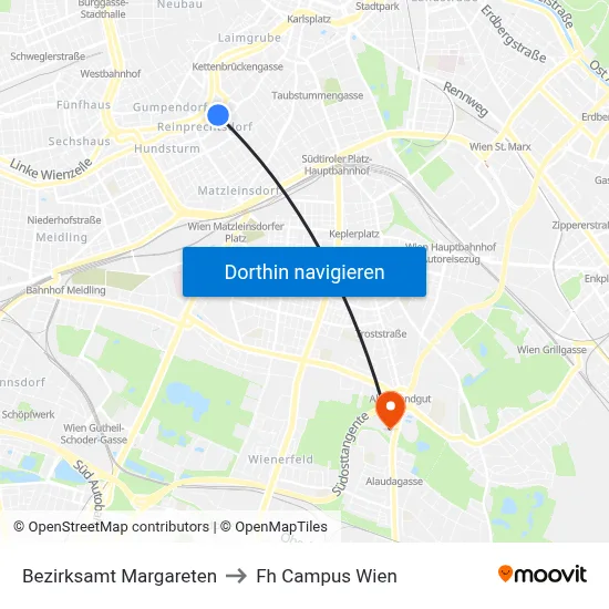 Bezirksamt Margareten to Fh Campus Wien map