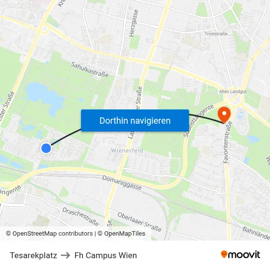 Tesarekplatz to Fh Campus Wien map