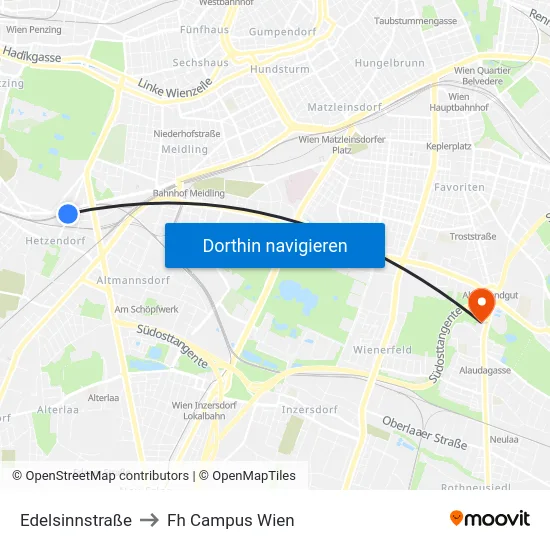 Edelsinnstraße to Fh Campus Wien map