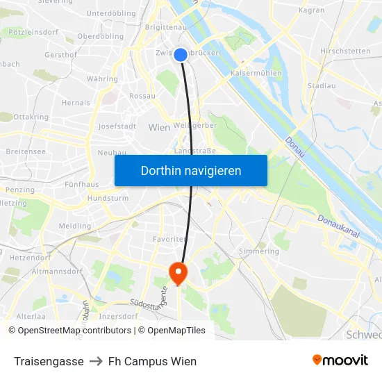 Traisengasse to Fh Campus Wien map