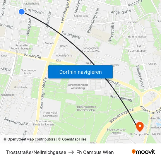 Troststraße/Neilreichgasse to Fh Campus Wien map