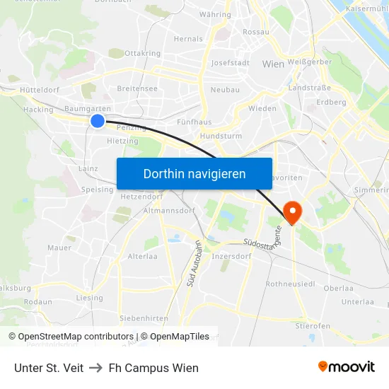 Unter St. Veit to Fh Campus Wien map