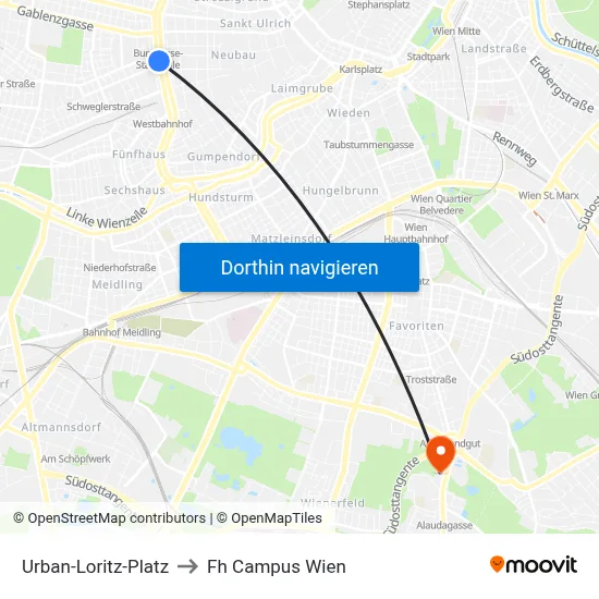 Urban-Loritz-Platz to Fh Campus Wien map