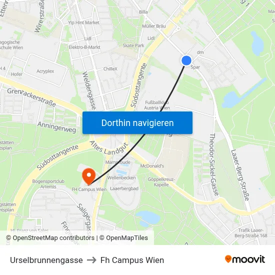 Urselbrunnengasse to Fh Campus Wien map