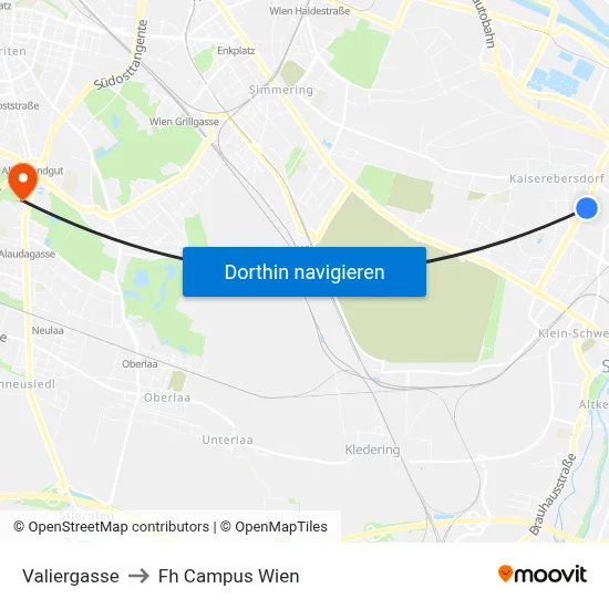 Valiergasse to Fh Campus Wien map