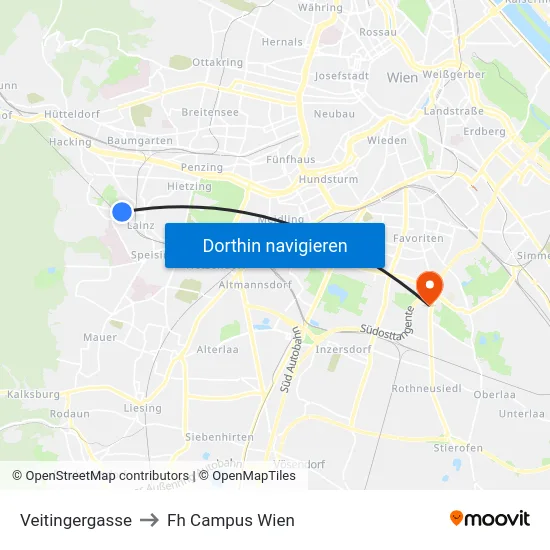 Veitingergasse to Fh Campus Wien map