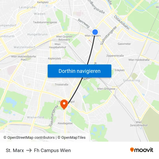 St. Marx to Fh Campus Wien map