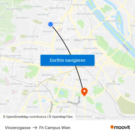 Vinzenzgasse to Fh Campus Wien map